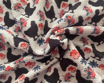 Chicken Fun | Printed Bullet Fabric l RTS l 4 Way Stretch | DIY | Clothing | Bows | USA | Fast Shipping l Strips. 1/2 yds, yds