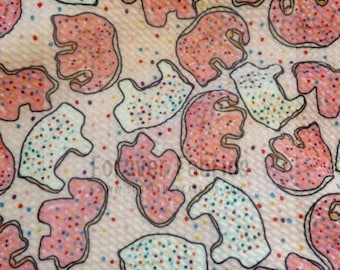 Animal cookies for Daze | Printed Bullet Fabric l RTS l 4 Way Stretch l Bows l Clothing l DIY l Fast Shipping l USA l Strips, 1/2 yds, Yds
