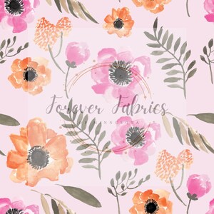 Pink Floral | Preorder Fabric By The Yard | Bullet | DBP | Wide Rib | Printed Holographic | USA