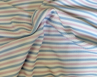 Nursery Stripes Pink & Blue  | . Printed Bullet Fabric | DIY | Clothing | Bows | USA | Fast Shipping