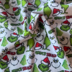 Grinch Squad  |. Printed Bullet Fabric | DIY | Clothing | Bows | USA | Fast Shipping