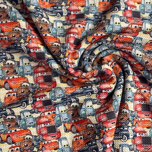Cars Fam| Bullet Fabric | Fabric | Textured Fabric | Bows | Clothing | Fast Shipping | USA