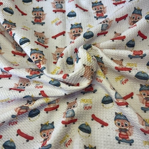Skateboarding Squirrels | Bullet Fabric l RTS l DIY l Bows l Clothing l 4 Way Stretch l Fast Shipping l USA l Strips, 1/2 yds,. yds