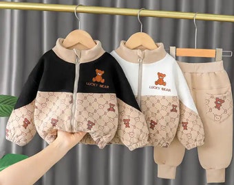 Thickened warm suit infant boys and Girls autumn and winter  clothes two-piece