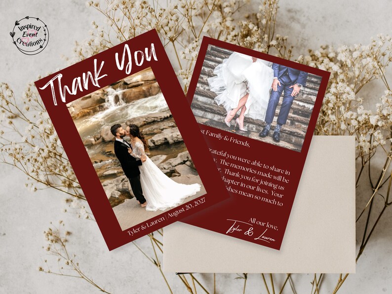 Photo Thank You Card Template Double Sided Minimalist Etsy