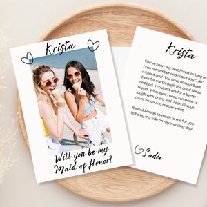 Cartão de foto para proposta de madrinha de casamento Imagem Seja meu modelo de impressão de proposta de madrinha de casamento Minimalista Personalize Edite a festa de casamento Pergunte