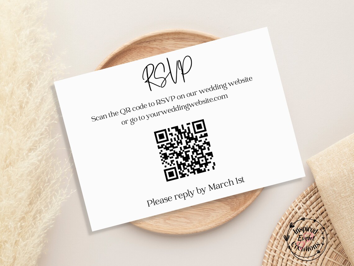 QR Code RSVP Printable Card Template Customizable Online Etsy