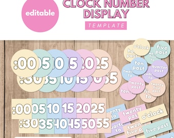 Clock Numbers Display, Pastel, Learn the Time, Teach the Time, Clock Number Labels, Classroom Display, Classroom Decor, Classroom Labels