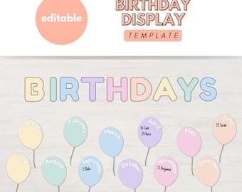 Pastel Classroom Birthday Display, Birthday Board, Classroom Birthdays, Birthday Chart, Student Birthdays, Birthday Bulletin