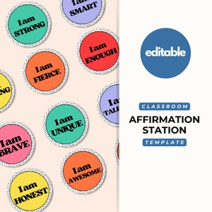 Dots Affirmation Station, Positive Affirmations, Classroom Decor, Classroom Display, Dotty Themed