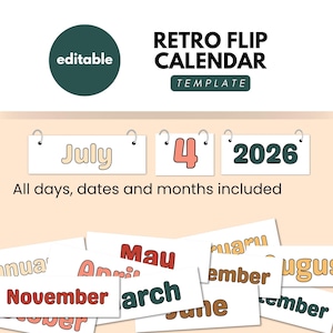 Retro Flip Calendar, Classroom Calendar, Calendar Display, Classroom Decor, Classroom Display