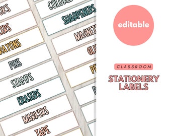 Stationery Labels, Rolling Cart Labels, Trolley Labels, Classroom Decor, Classroom Labels, Teacher Labels, Teacher Toolbox Labels