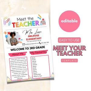 Meet The Teacher Flyer Template, Meet the Teacher Canva Template, Teacher Newsletter, Back To School