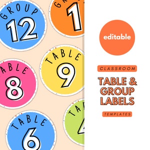 Classroom Table Labels, Group Signs, Table Numbers Pack, Group Number Signs, Labels, Classroom Decor