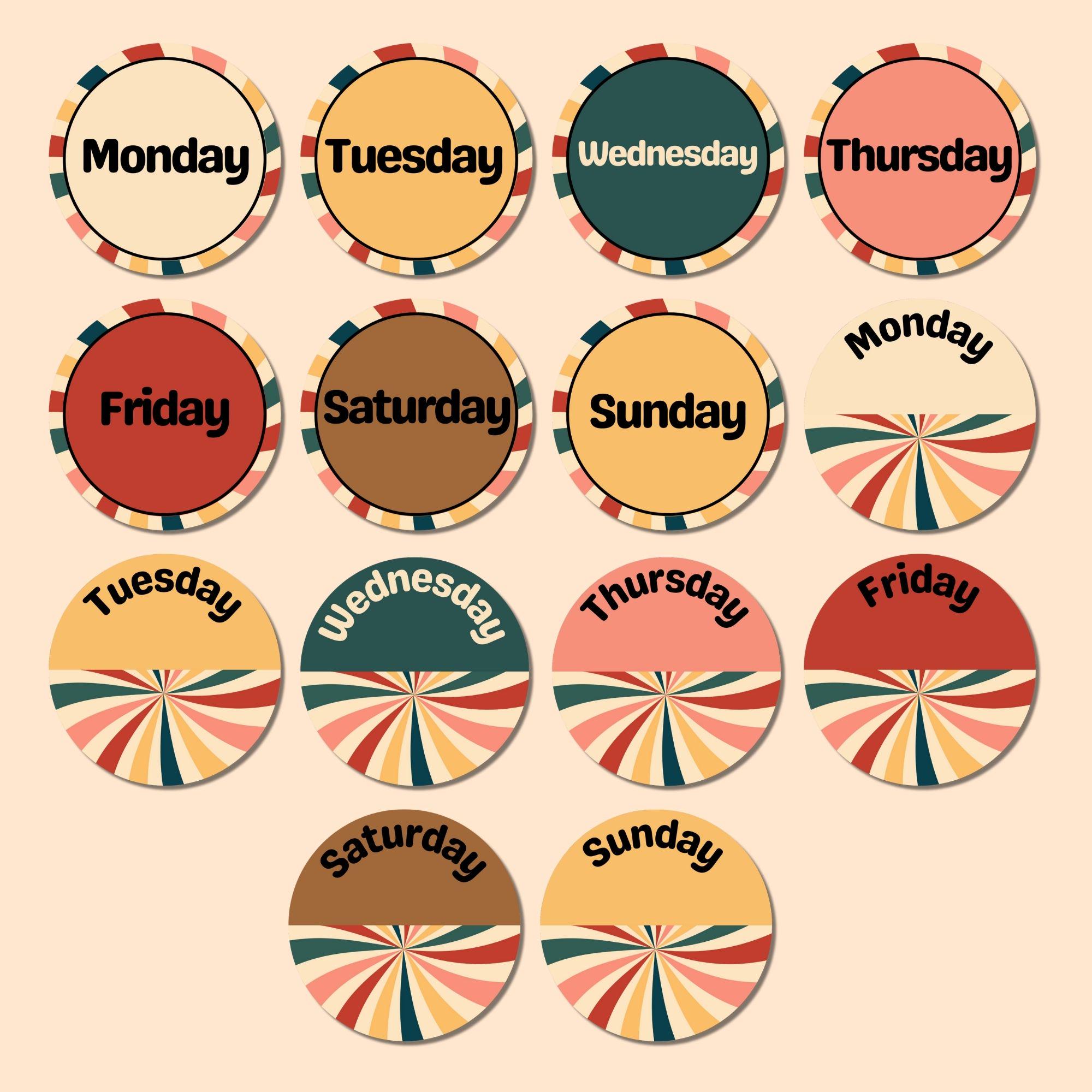 Retro Days of the Week Labels, Classroom Decor, Classroom Display ...
