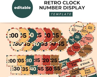 Retro Clock Numbers Display, Learn the Time, Teach the Time, Clock Number Labels, Classroom Display, Classroom Decor