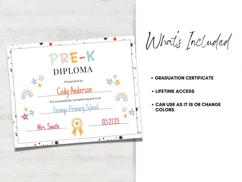 Pre k graduation certificate graduation diploma elementary school