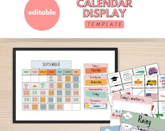 Classroom Calendar Display | Weather Display, Montessori Calendar, Homeschool Calendar, Classroom Decor, Pocket Calendar