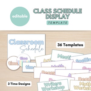 Class Schedule Display, Pastel Classroom Schedule, Classroom Decor, Classroom Display
