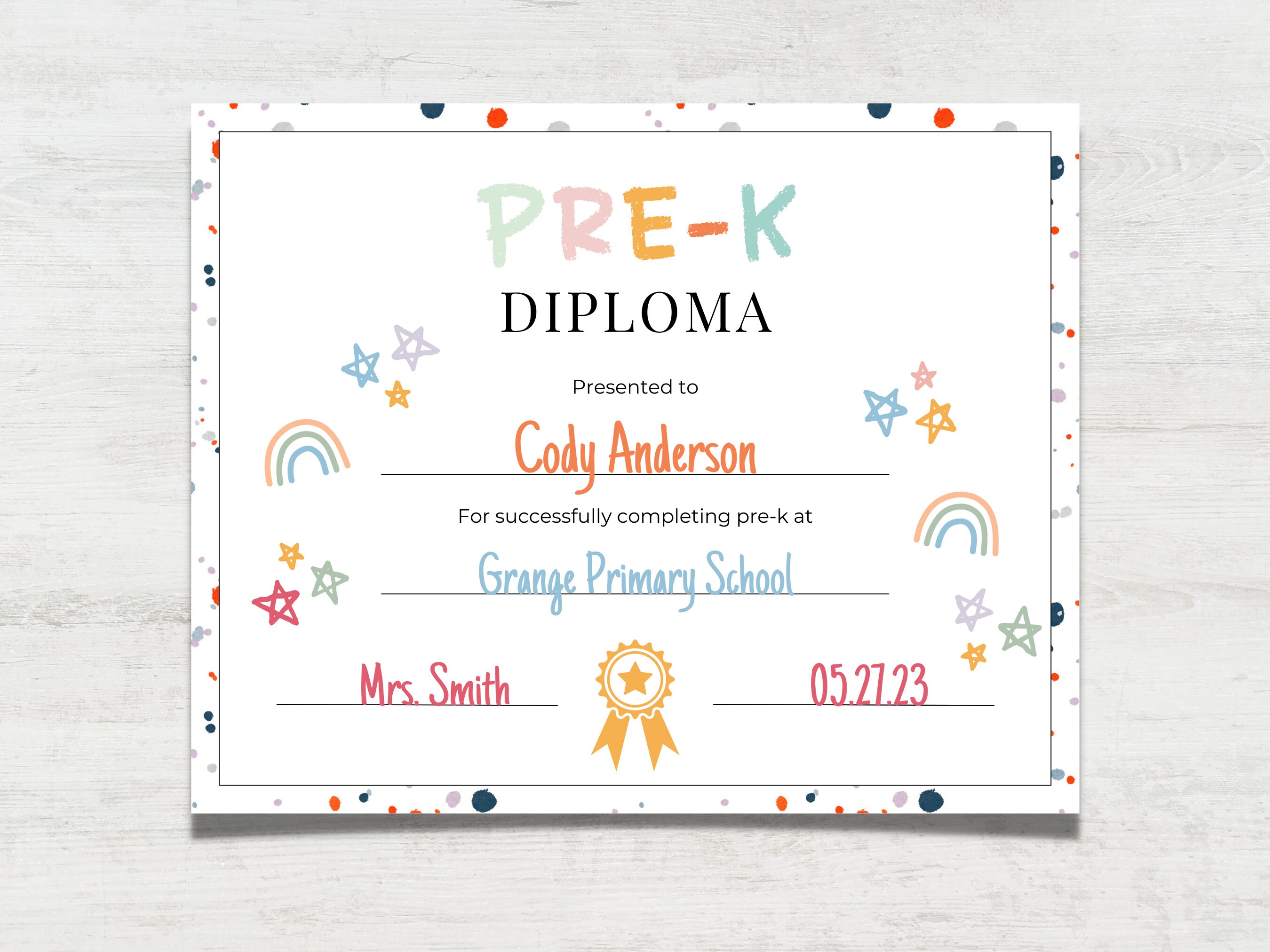Pre-k Graduation Certificate, Graduation Diploma, Elementary School