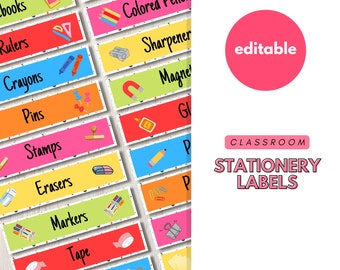 Etichette di cancelleria/Etichette per carrelli, Etichette per carrelli, Decorazioni per l'aula, Etichette per l'aula, Etichette per gli insegnanti, Etichette per le cassette degli attrezzi degli insegnanti
