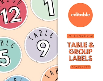 Classroom Table Labels, Group Signs, Table Numbers Pack, Group Number Signs, Labels, Classroom Decor