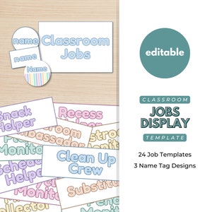 Pastel Classroom Jobs Display, Classroom Duties, Classroom Decor, Classroom Display