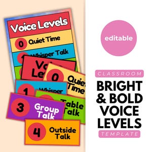 Bright & Bold Voice Level Template, Voice Level Poster, Voice Level Labels, Voice Level Display, Classroom Rules, Back to School