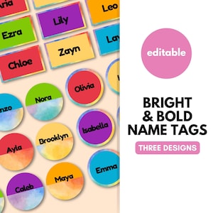 Bright & Bold Name Tags, Student Desk Plates, Classroom Decor, Classroom Display, Name Labels, Printable Name Tags, Teacher Resources