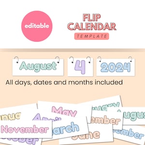 Pastel Flip Calendar, Classroom Calendar, Calendar Display, Classroom Decor, Classroom Display