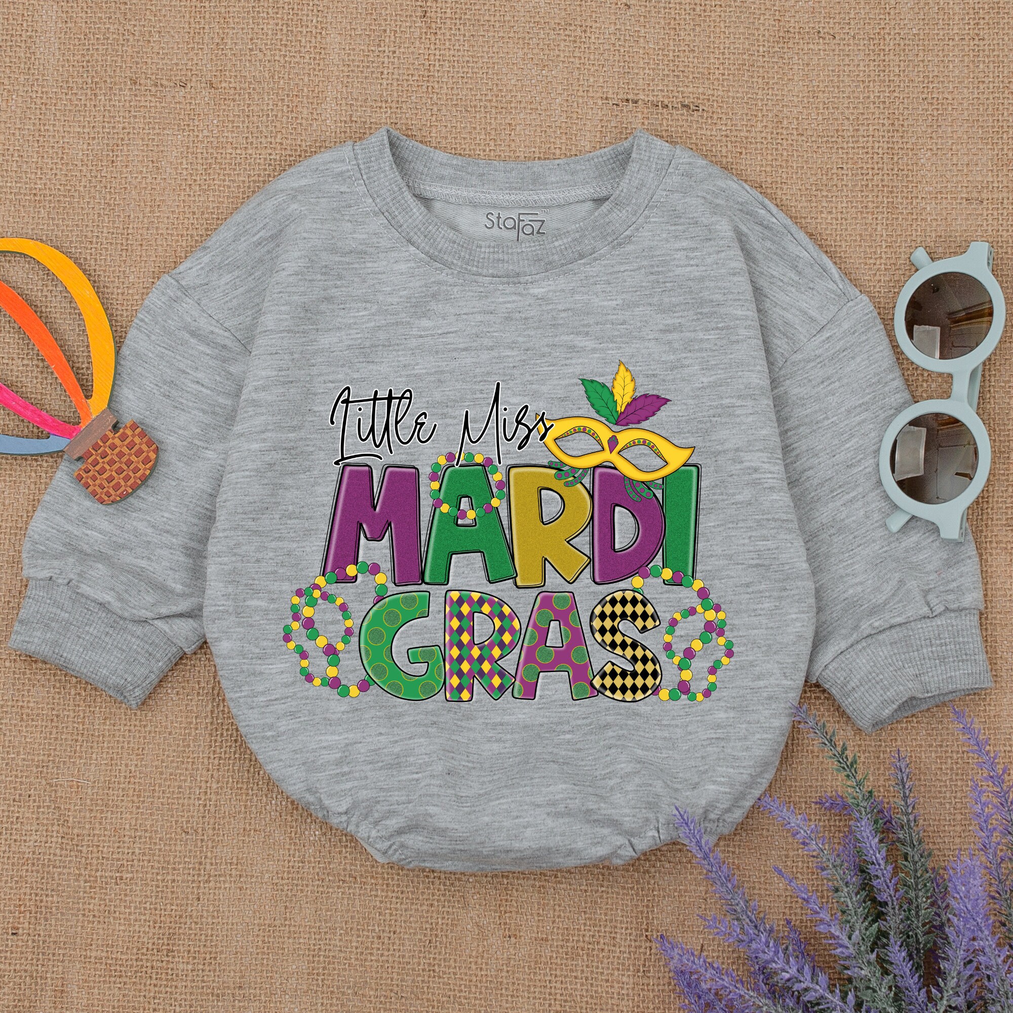 mardi gras romper baby