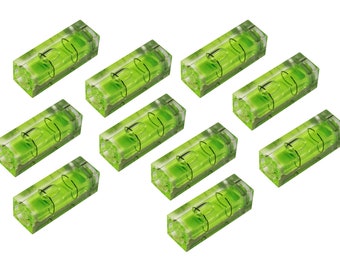 Set van 10 libellen voor waterpas, 10x10x29 mm, groen