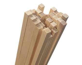 Set mit 200 Holzstäbchen (quadratisch, 3,5 x 3,5 mm, 28 cm Länge, Birkenholz)