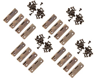 Set van 16 kleine bronskleurige scharniertjes, 30x17 mm