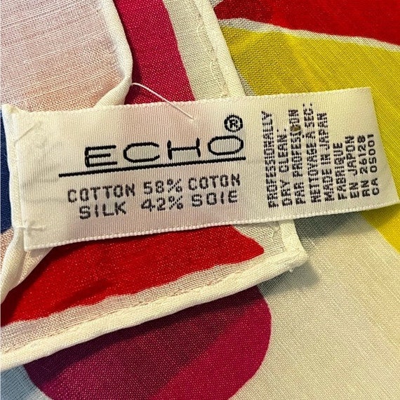 NEW Vintage 70s Echo Scarf Silk Cotton 31" Square… - image 6
