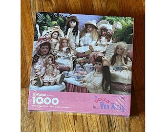 Vintage Springbok 1000 pc Puzzle The Dolls Tea Party New Sealed Box 24" x 30"