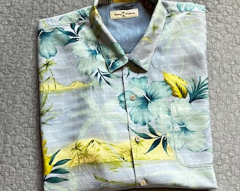 Tommy Bahama Hawaiian Shirt Mens XXL 100% Silk Tropicial Island Flowers