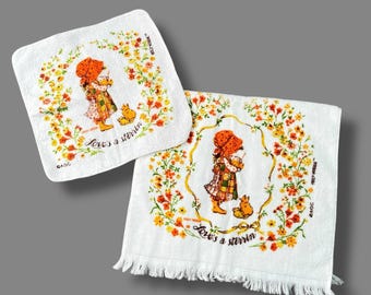 Paño de cocina y paño de cocina vintage de Holly Hobbie de los años 70, Cannon Loves A Stirrin Orange