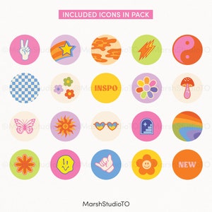 40 Retro Groovy Instagram Highlight Cover Trendy Icons PNG - Etsy