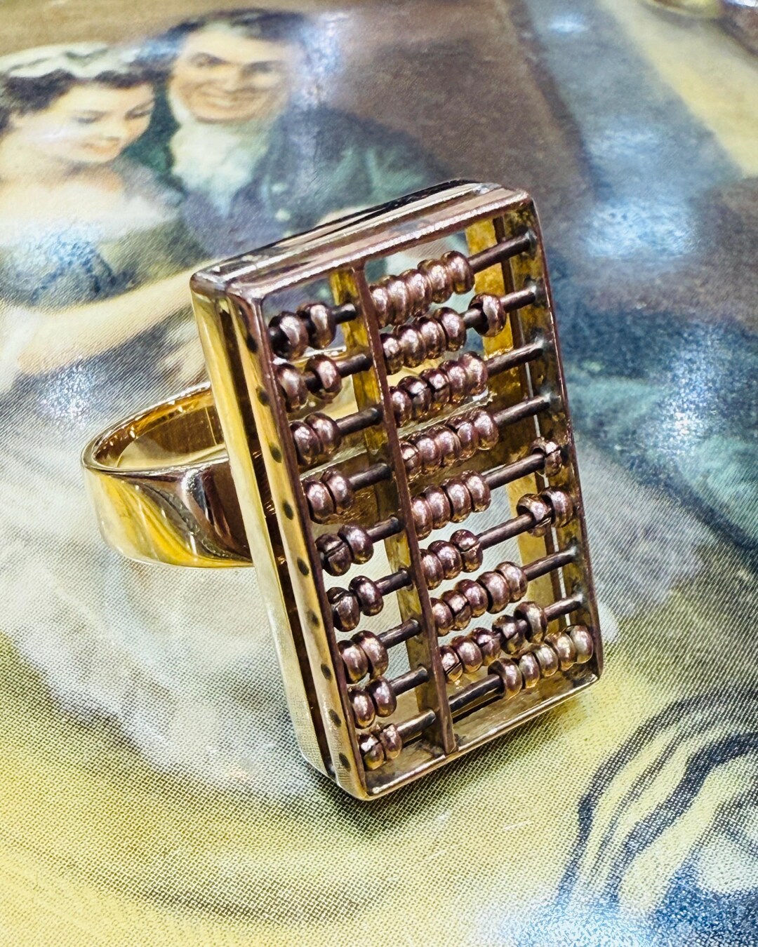 18ct Yellow Gold Vintage Abacus Ring - Etsy
