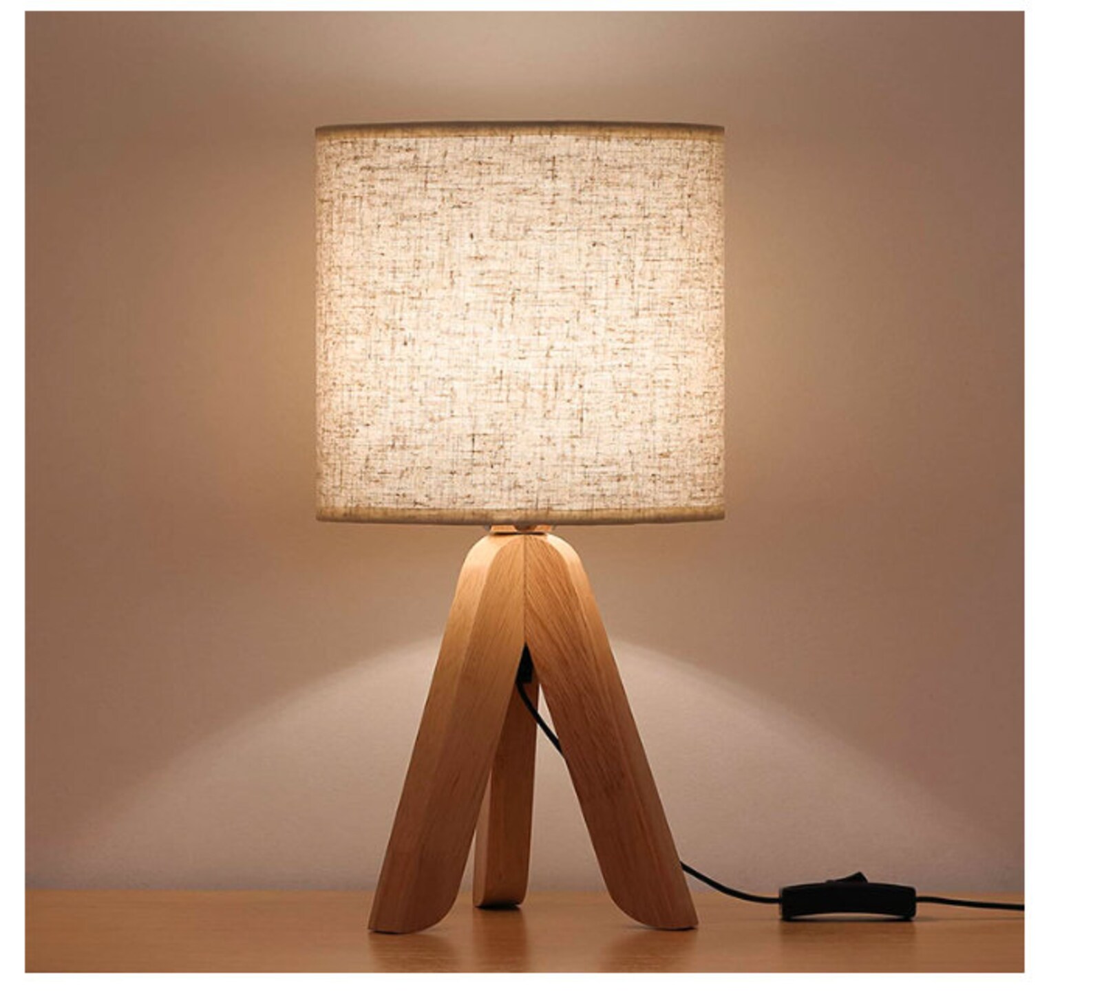 Small Bedside Table Lamp Wooden Tripod Nightstand Lamp for Etsy