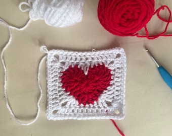 Heart Granny Square Crochet Pattern (Granny Square Pattern Only)