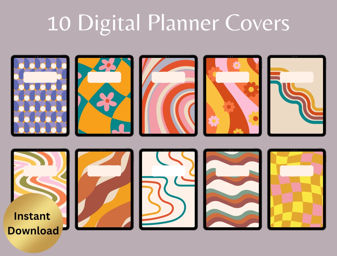 Retro Digital Planner Covers A4 PNG, Minimalist Aesthetic Goodnotes Cover Notability Covers