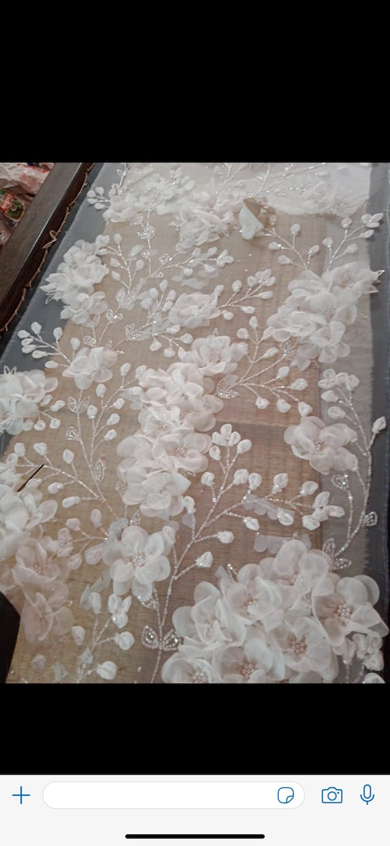 Bridal Fabric Oscar de la renta inspo 3d floral applique, for wedding dress , bridal dress, bridal gown , veil