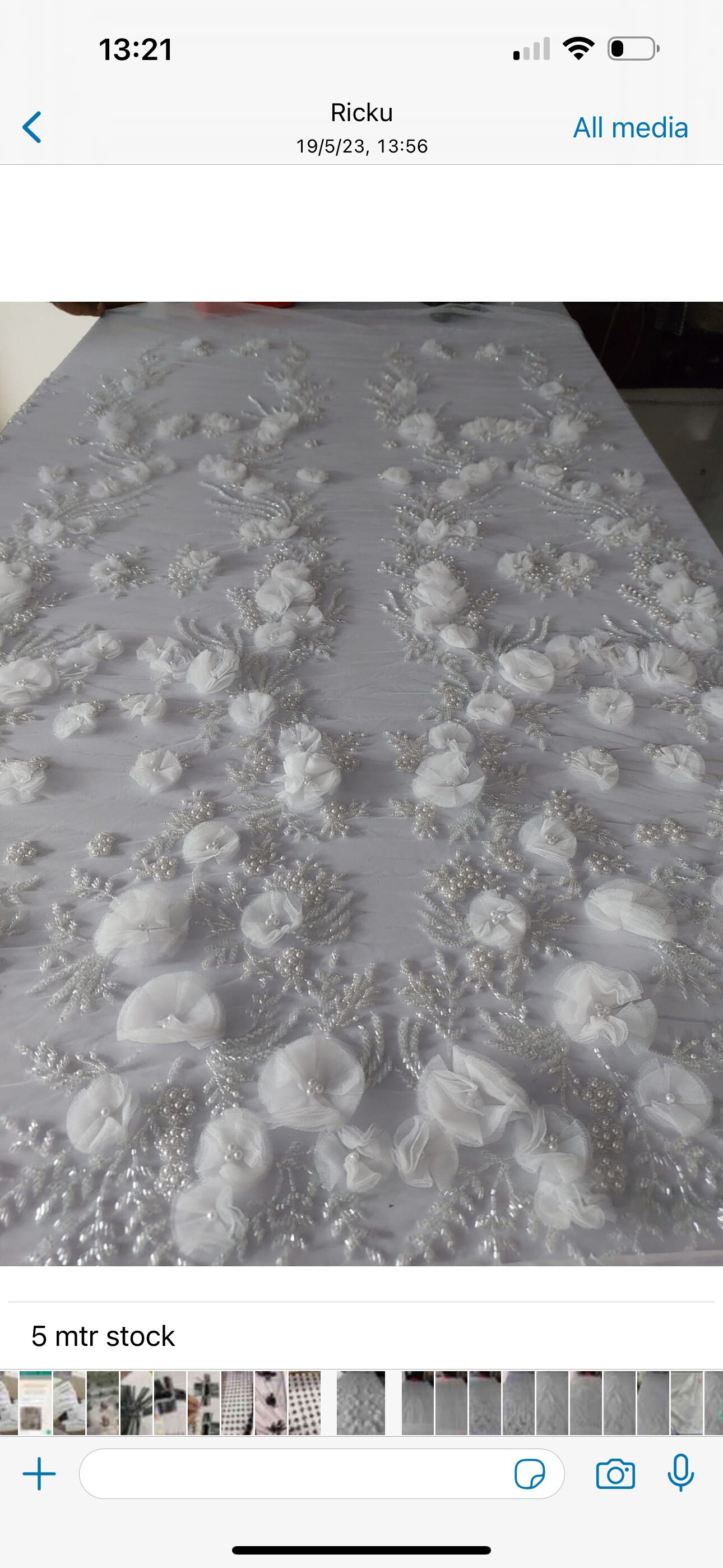 Elie Saab Dress Fabric, Hand Embroidery with Flower Applique and beaded gown fabric for Wedding Dress, Communion, Christening gown sweet 16