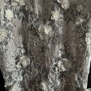 Tela nupcial Monique lhullier inspo, aplique floral, vestido de novia de alta costura, vestido de noche, madre de la novia, madre del novio, vestido de cóctel