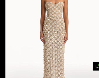 CUSTOM MADE Oscar de la Renta floral flower embroidery  inpired dress