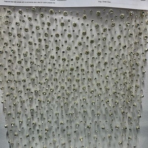 Rhinestone Crystal Luxurious Bridal fabric or evening gown fabric,  hand embroidered
