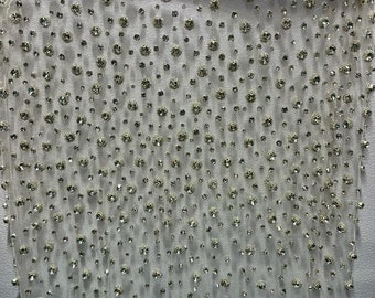 Rhinestone Crystal Luxurious Bridal fabric or evening gown fabric,  hand embroidered