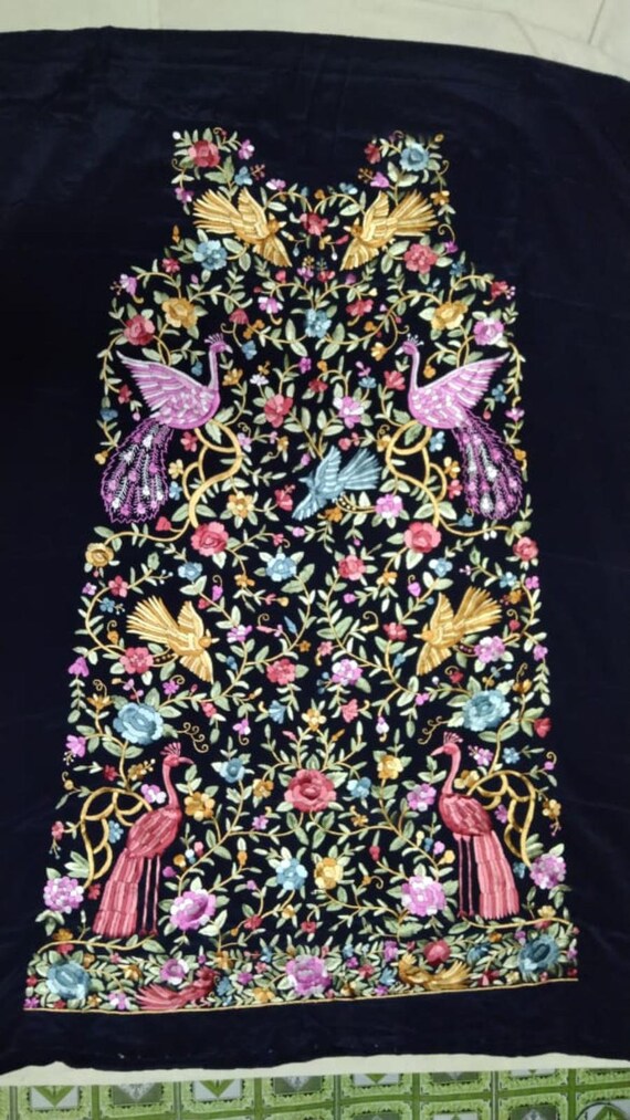 hand embroidered dress material Elie Saab Dress Fabric, Hand Embroidery with Flower Applique gown fabric  for dinner reception ofktail formal event